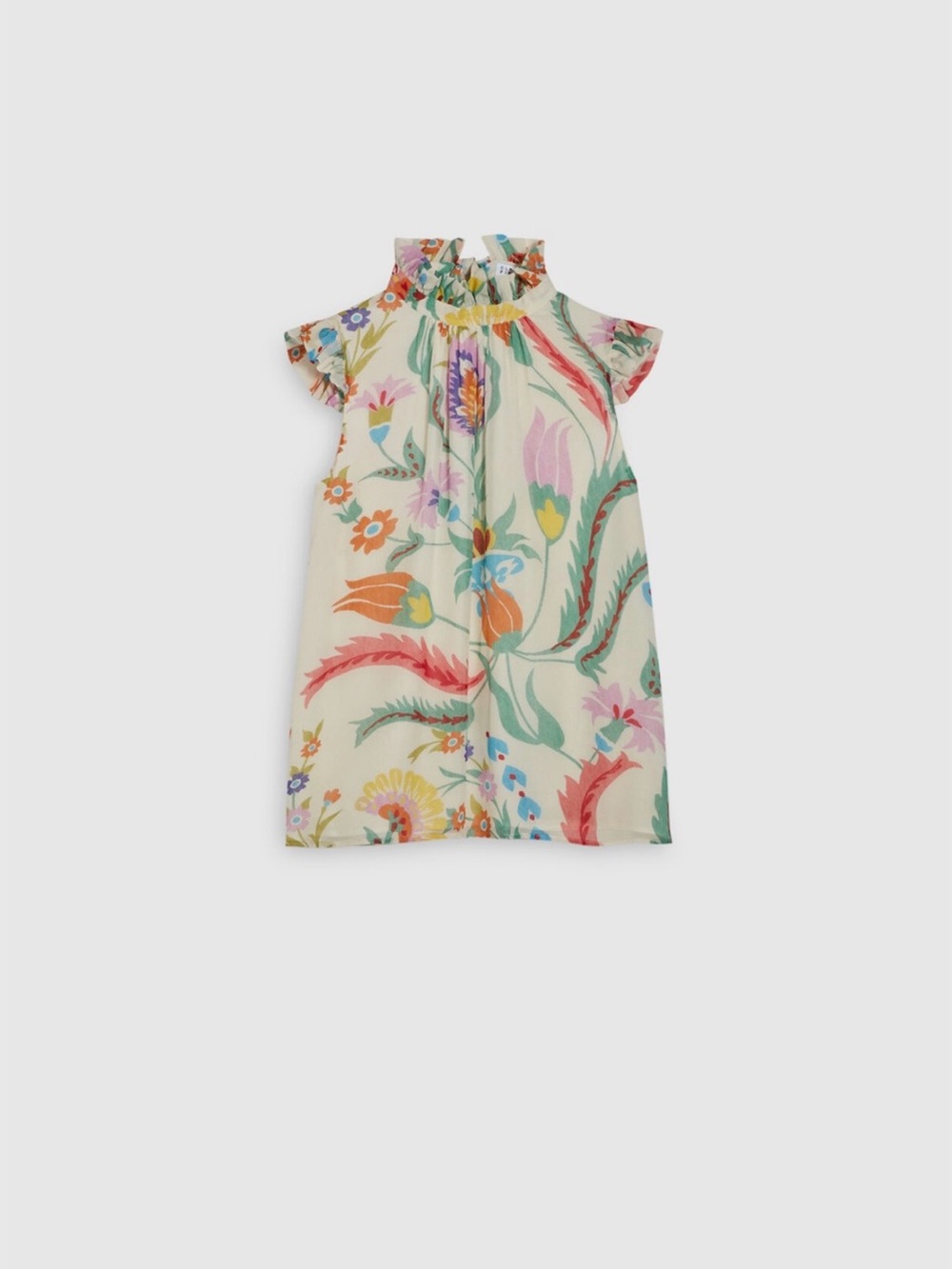Claudie Pierlot Ruffled Floral Print Sleeveless Top NWT Size 36/6 US